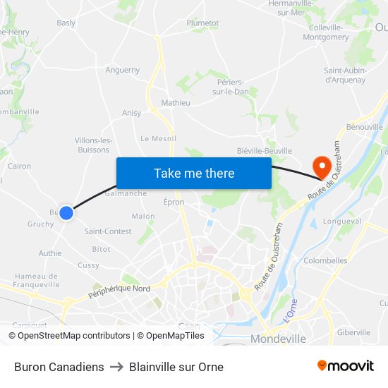 Buron Canadiens to Blainville sur Orne map