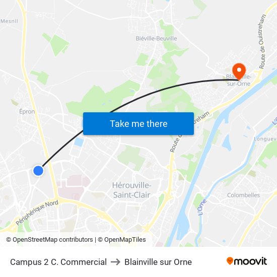 Campus 2 C. Commercial to Blainville sur Orne map