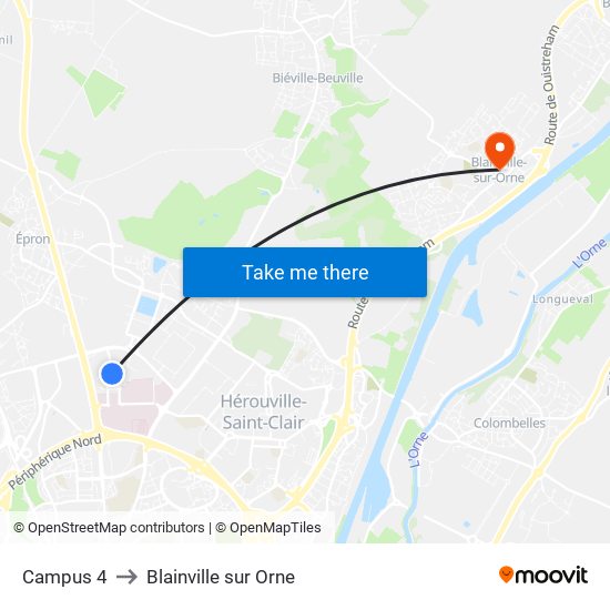 Campus 4 to Blainville sur Orne map