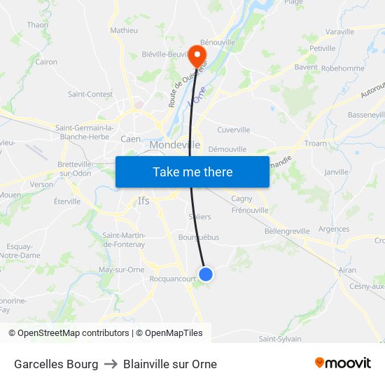 Garcelles Bourg to Blainville sur Orne map