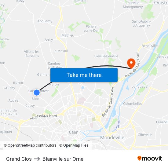 Grand Clos to Blainville sur Orne map