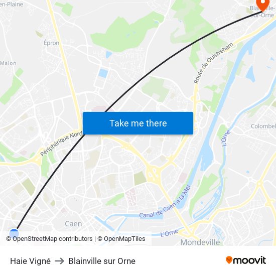 Haie Vigné to Blainville sur Orne map