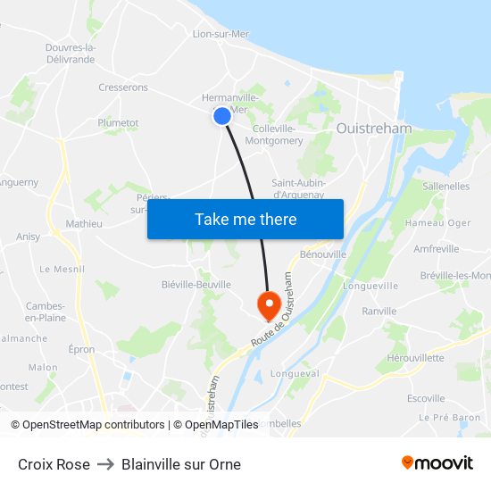 Croix Rose to Blainville sur Orne map