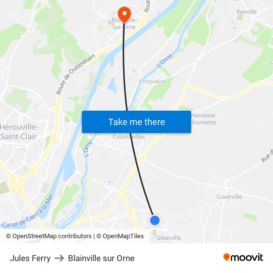 Jules Ferry to Blainville sur Orne map