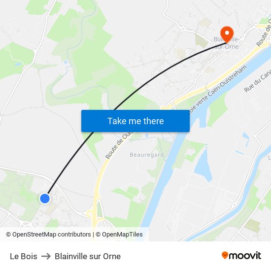 Le Bois to Blainville sur Orne map