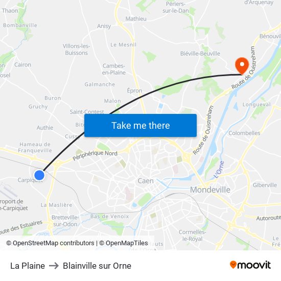 La Plaine to Blainville sur Orne map