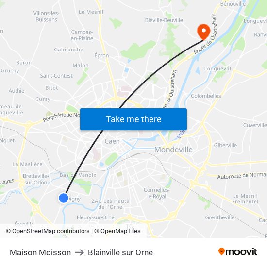 Maison Moisson to Blainville sur Orne map