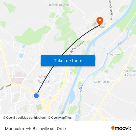 Montcalm to Blainville sur Orne map