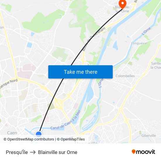 Presqu'Île to Blainville sur Orne map