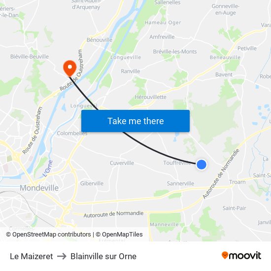 Le Maizeret to Blainville sur Orne map