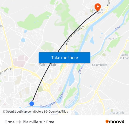 Orme to Blainville sur Orne map