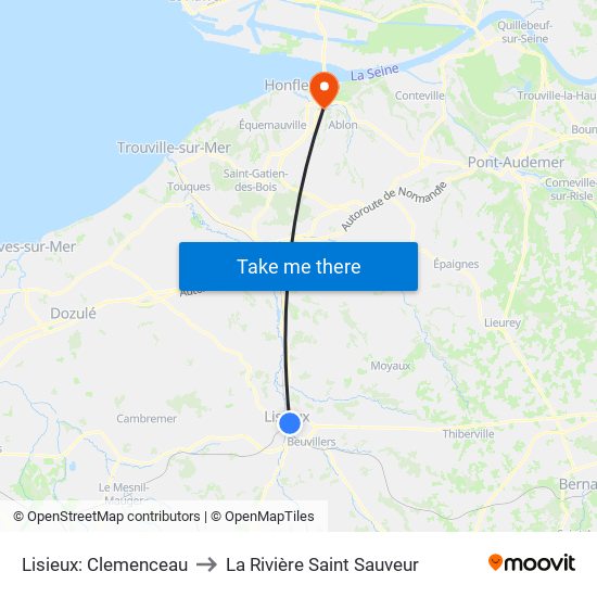 Lisieux: Clemenceau to La Rivière Saint Sauveur map