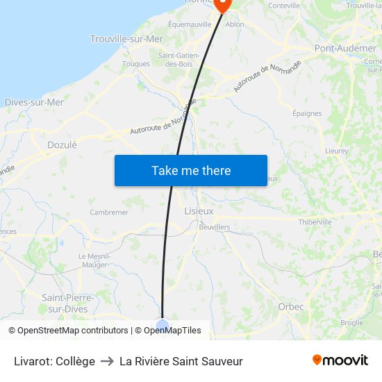 Livarot: Collège to La Rivière Saint Sauveur map