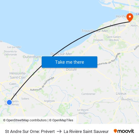 St Andre Sur Orne: Prévert to La Rivière Saint Sauveur map
