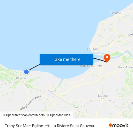 Tracy Sur Mer: Eglise to La Rivière Saint Sauveur map