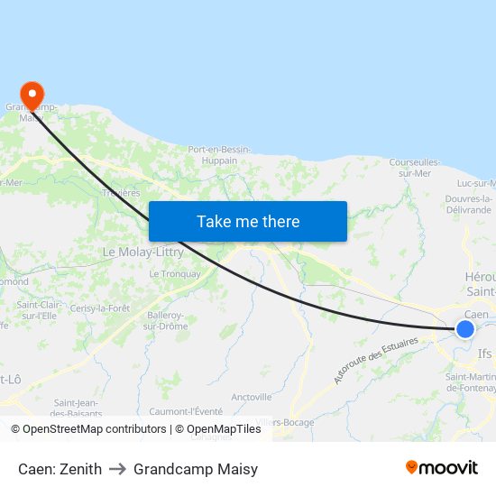 Caen: Zenith to Grandcamp Maisy map