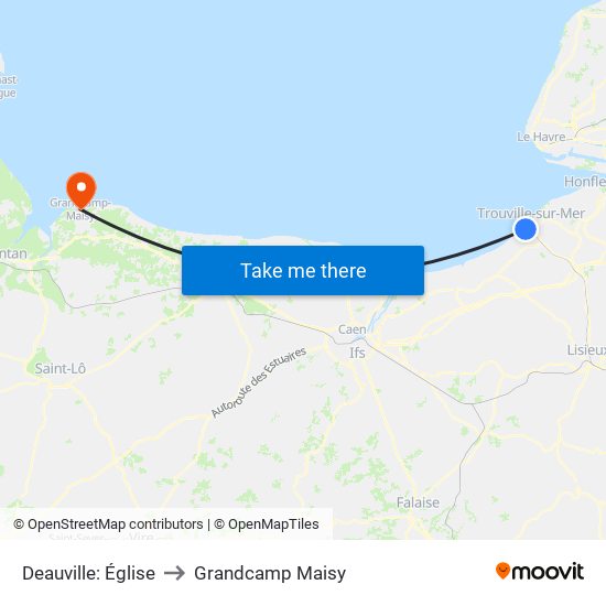 Deauville: Église to Grandcamp Maisy map