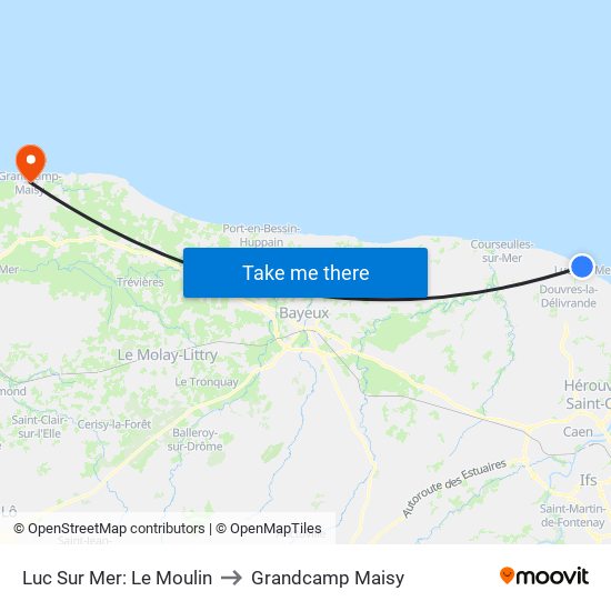 Luc Sur Mer: Le Moulin to Grandcamp Maisy map