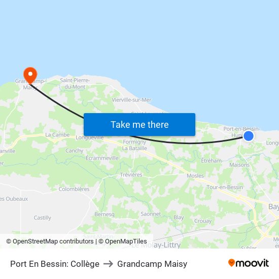Port En Bessin: Collège to Grandcamp Maisy map