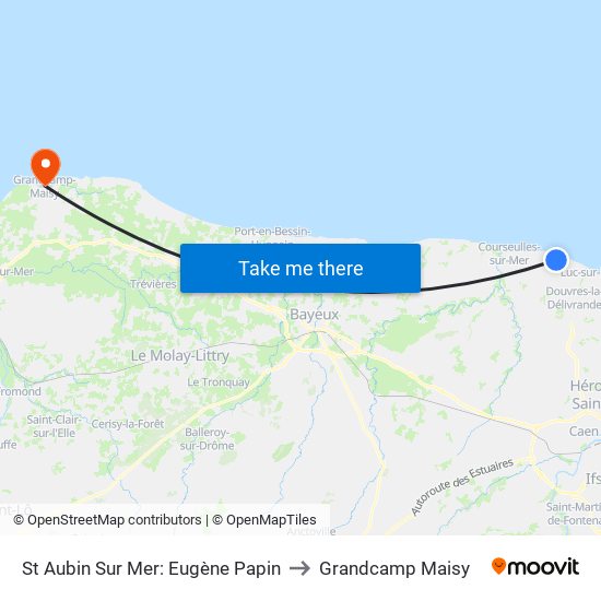 St Aubin Sur Mer: Eugène Papin to Grandcamp Maisy map