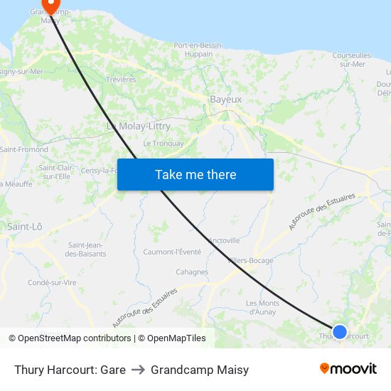 Thury Harcourt: Gare to Grandcamp Maisy map