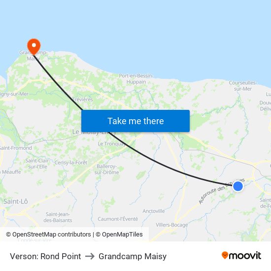 Verson: Rond Point to Grandcamp Maisy map