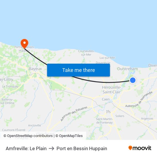 Amfreville: Le Plain to Port en Bessin Huppain map