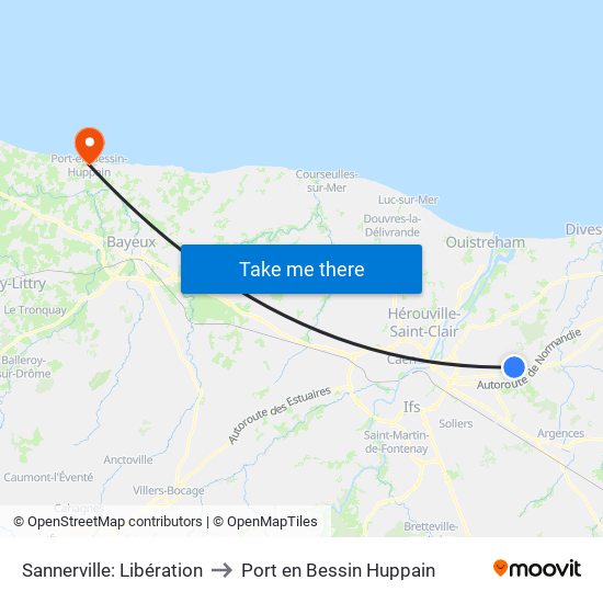 Sannerville: Libération to Port en Bessin Huppain map