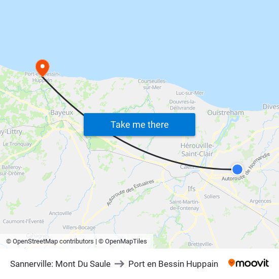 Sannerville: Mont Du Saule to Port en Bessin Huppain map