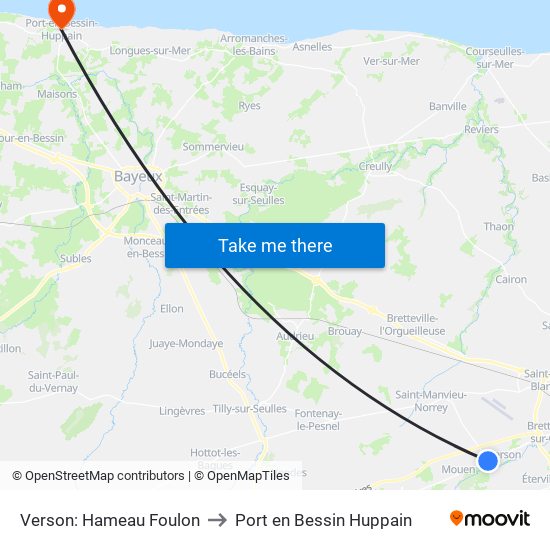 Verson: Hameau Foulon to Port en Bessin Huppain map