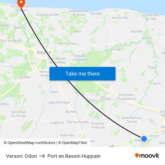 Verson: Odon to Port en Bessin Huppain map