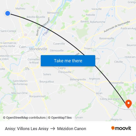 Anisy: Villons Les Anisy to Mézidon Canon map