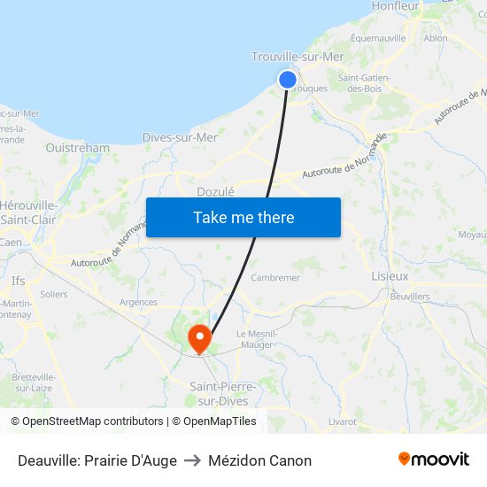 Deauville: Prairie D'Auge to Mézidon Canon map