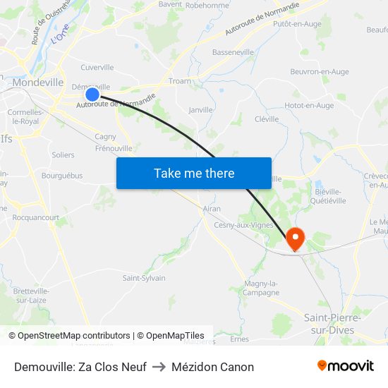 Demouville: Za Clos Neuf to Mézidon Canon map