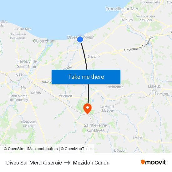 Dives Sur Mer: Roseraie to Mézidon Canon map