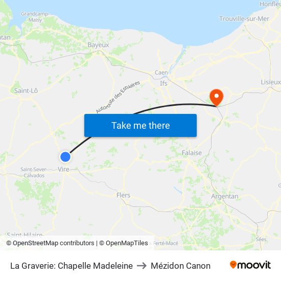 La Graverie: Chapelle Madeleine to Mézidon Canon map