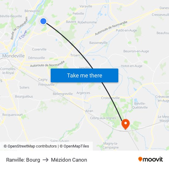 Ranville: Bourg to Mézidon Canon map