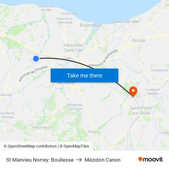 St Manvieu Norrey: Bouliesse to Mézidon Canon map