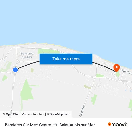 Bernieres Sur Mer: Centre to Saint Aubin sur Mer map