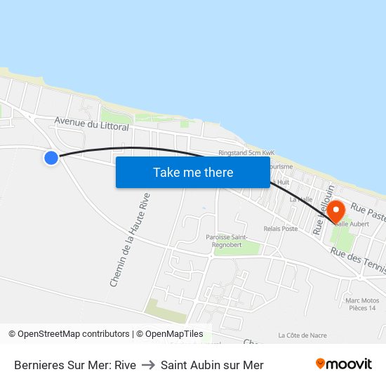 Bernieres Sur Mer: Rive to Saint Aubin sur Mer map