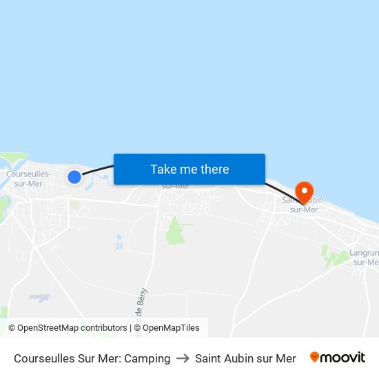 Courseulles Sur Mer: Camping to Saint Aubin sur Mer map