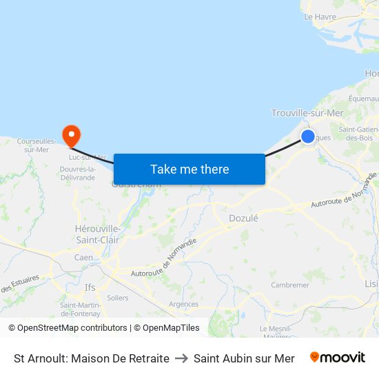 St Arnoult: Maison De Retraite to Saint Aubin sur Mer map