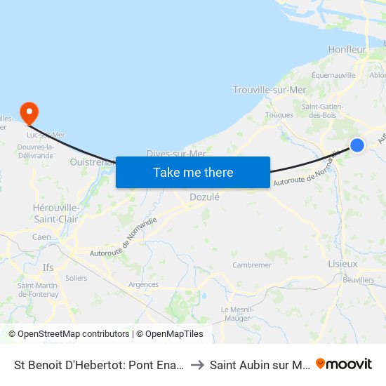 St Benoit D'Hebertot: Pont Enault to Saint Aubin sur Mer map