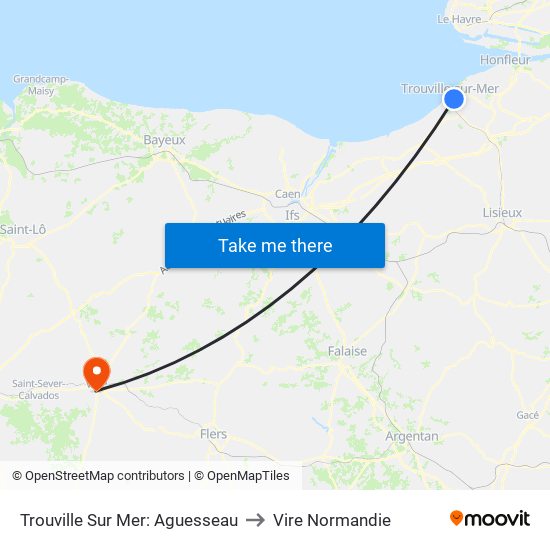 Trouville Sur Mer: Aguesseau to Vire Normandie map