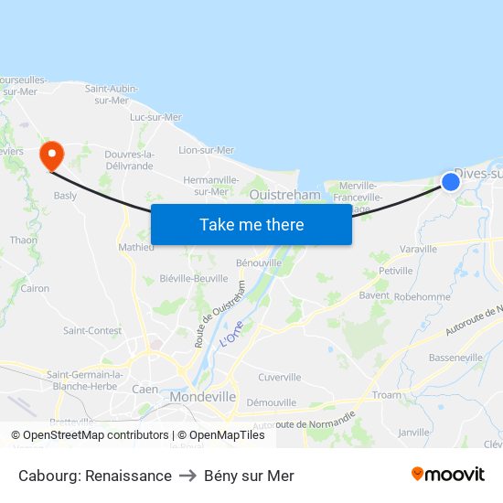 Cabourg: Renaissance to Bény sur Mer map