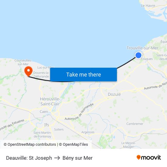 Deauville: St Joseph to Bény sur Mer map