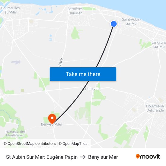St Aubin Sur Mer: Eugène Papin to Bény sur Mer map