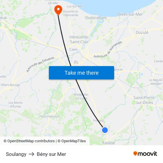 Soulangy to Bény sur Mer map