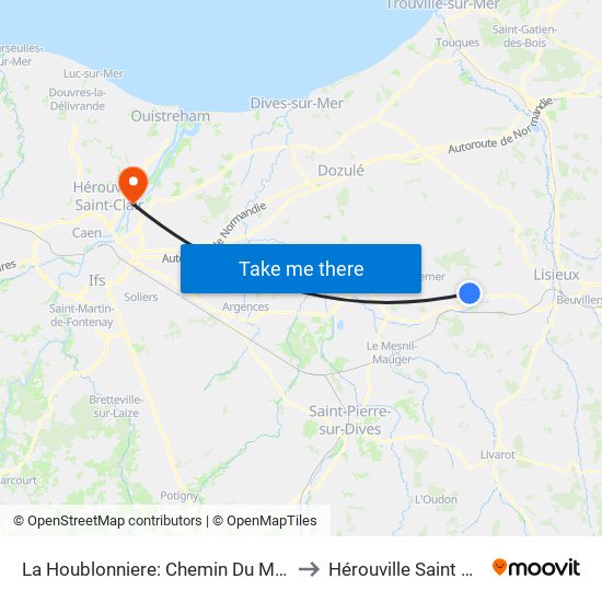 La Houblonniere: Chemin Du Moulin to Hérouville Saint Clair map