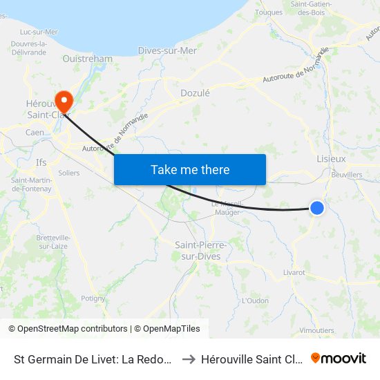 St Germain De Livet: La Redoute to Hérouville Saint Clair map